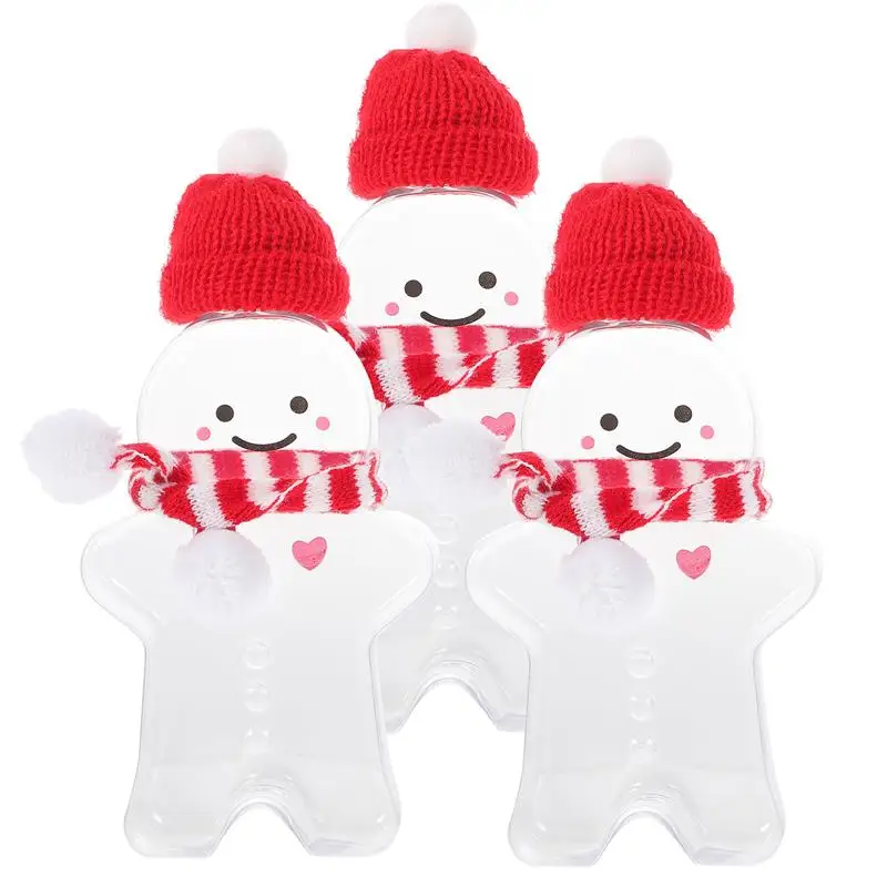 3 Sets Straw Christmas Drink Bottle Baby Man Kids Water Bottles Drinks Gingerbread Cotton Juice with Lids Chocolates Reusable