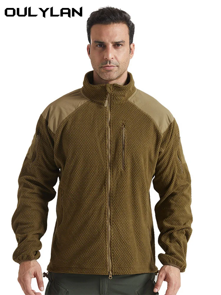 

Football Plaid Outdoor Tactical Sports Fleece Jacket Cycling Warm Fleece Jacket Stand Collar Fleece Jacket