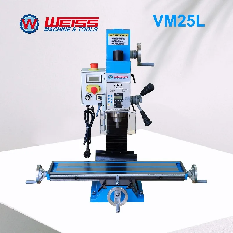 VM25L 1100W Brushless Motor Mill Drill MT3 R8 Variable Speed 2250rpm for Precision MachiningWEISS Milling Machine