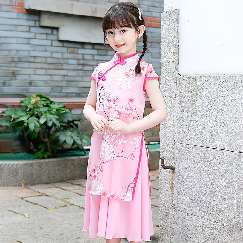 

1 шт./лот, детское традиционное платье Cheongsam Hanfu в китайском стиле для девочек, детский костюм принцессы