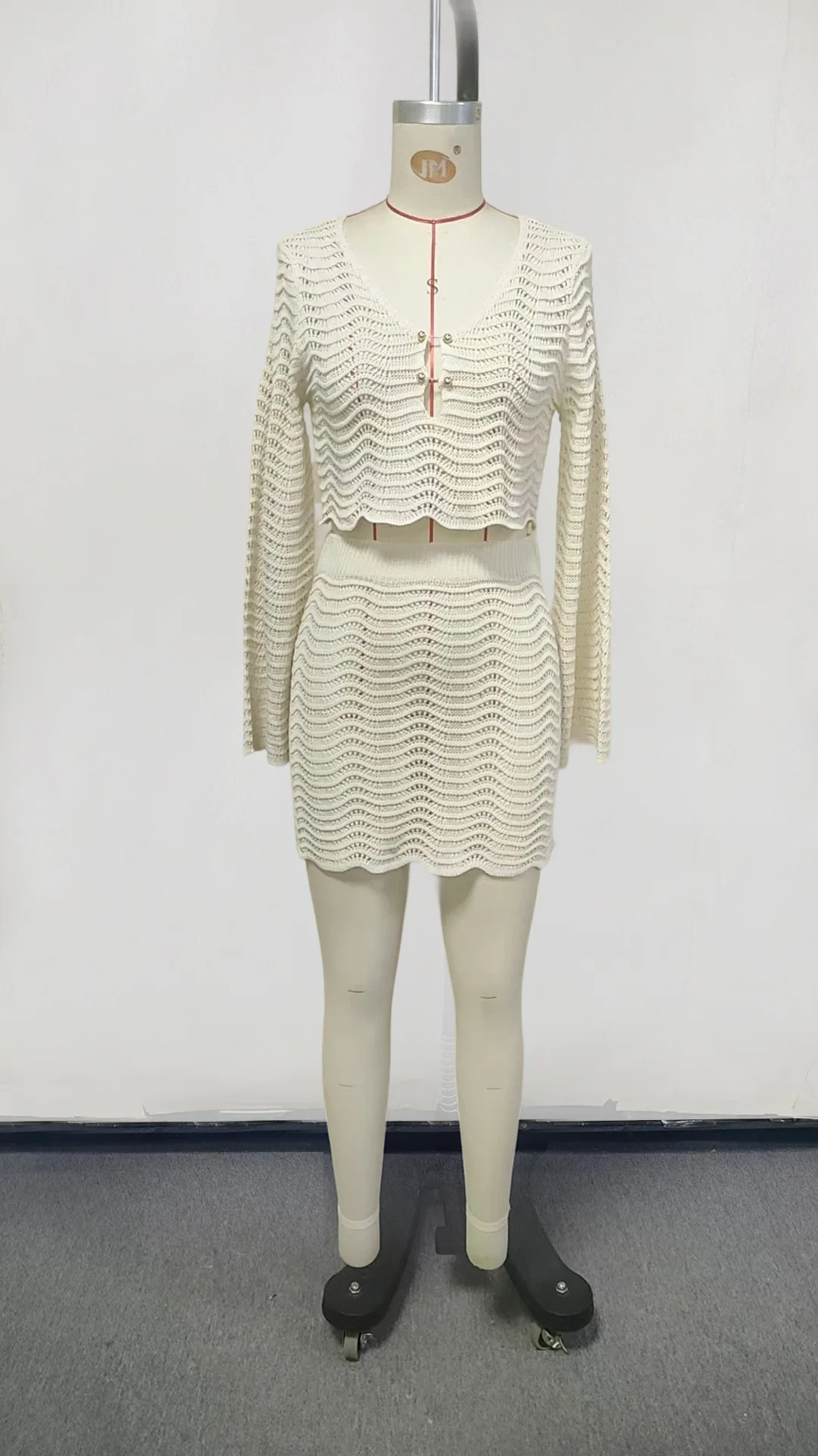 Sexy V-neck Lace-up Bell Sleeve Knit Short Top Shorts Two Piece 2025 Summer Women Boho Striped Beach Swimsuit Cover Up Sets