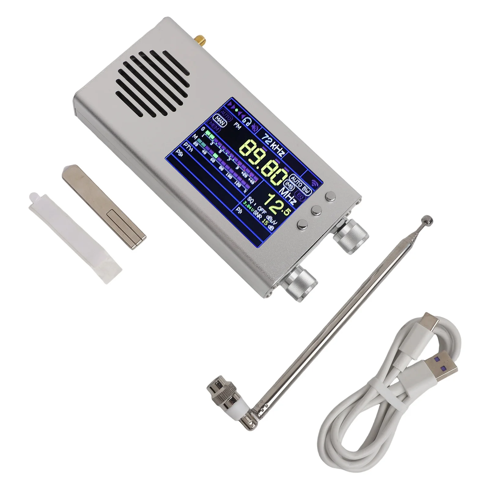 Премиум TEF6686 Plus Full Ban d Радио 2-го поколения V1 18 Прошивка Корпус из алюминиевого сплава ЖК-дисплей Телескопическая антенна