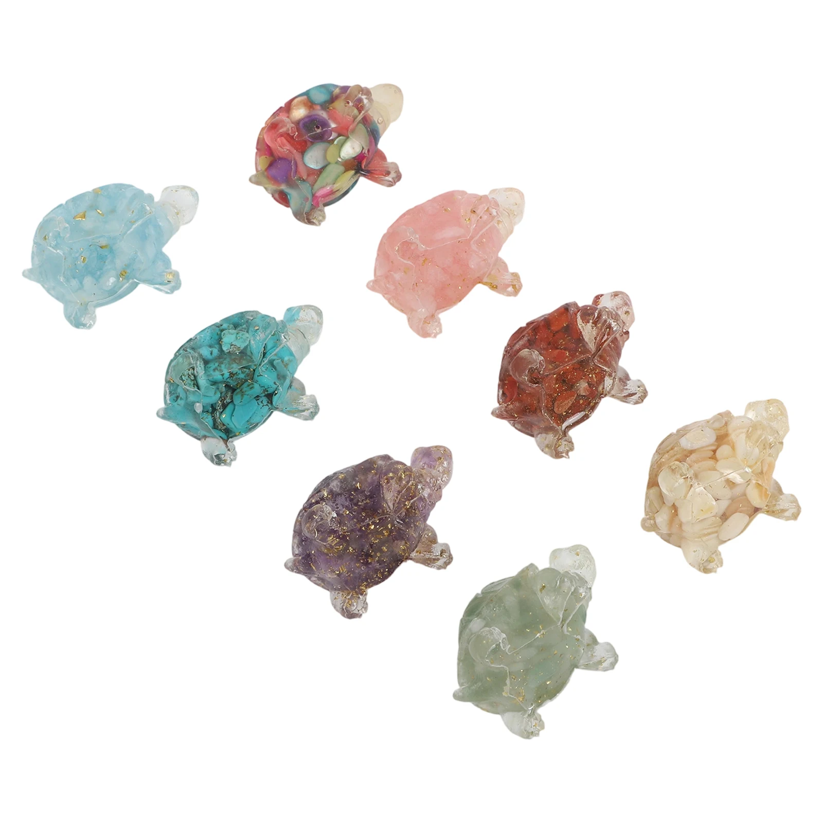 8 Piece For Crystal Turtle Set for Meditation and Home Garden Decor Unique Resin Figurines with Healing Energy