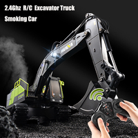 Huina 1661 339D R/C Excavator 1/18 Scale Remote Controlled Car Alloy Bucket Digging Smoking Truck Rc Vehicles Boys Toys Gifts