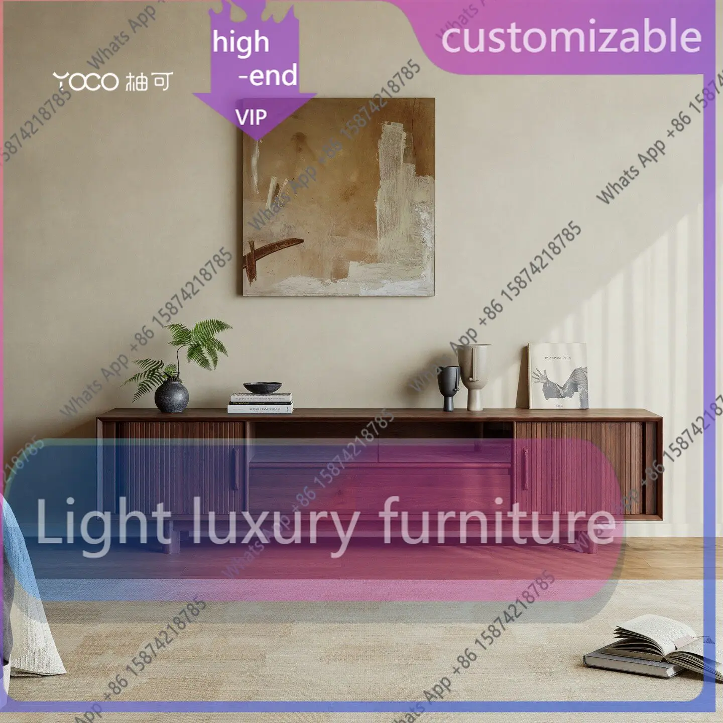 Fu TV cabinet vintage solid wood floor-to-ceiling cabinet living room storage cabinet home Southeast Asian teak log