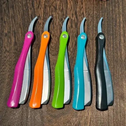 일본 깃털 면도기, 수동 접이식 안전 면도기, 남성용 머리 수염 트리머, 이발소 미용 면도날, 거치대 Y0705