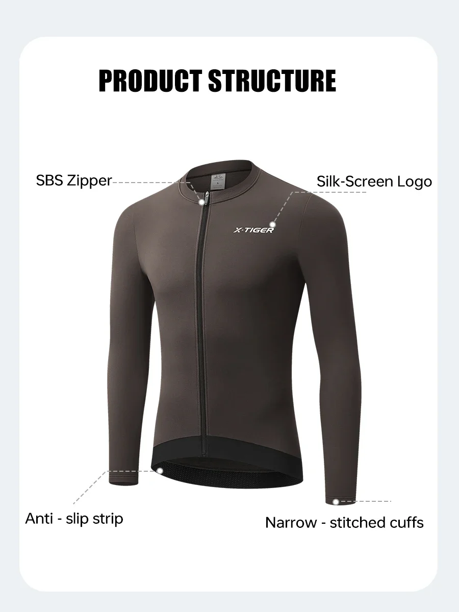 X-TIGER Fleece-Radtrikot für Herren, thermisches Radshirt mit langen Ärmeln, Fahrradshirt mit 3 Taschen und rutschfestem Saum für Rennrad- und Mountainbike-Fahrten. – Detail 3