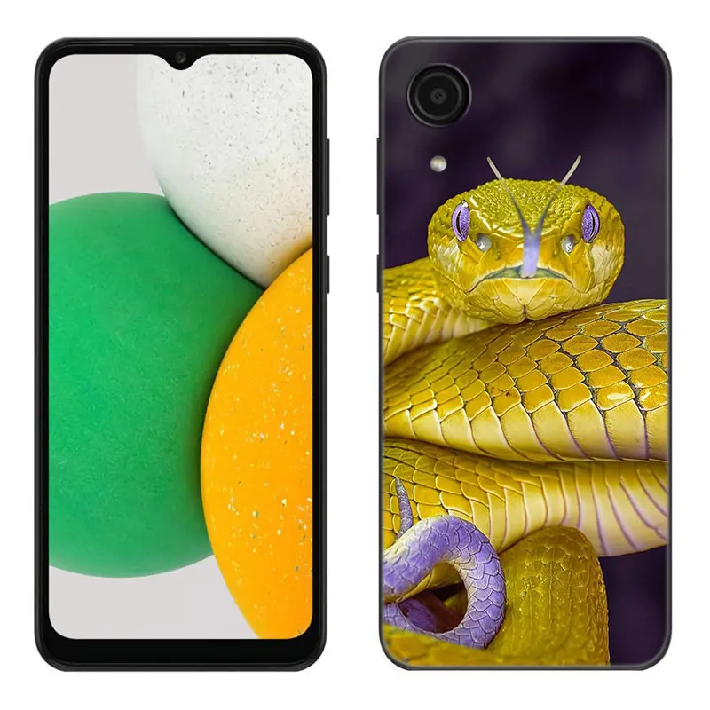 Animal Snake Phone Case For Samsung Galaxy A01 A03 Core A04 E A02 A05 A10 A20 A21 A30 A50 S A6 A8 + A7 2018 Black Silicone Cover