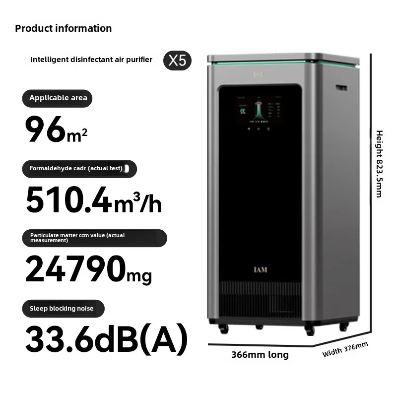 X5 Smart Air Purifier Medical Grade Disinfection Formaldehyde Removal Virus Bacteria Elimination Haze Pet Hair Control 차량용 냉장고