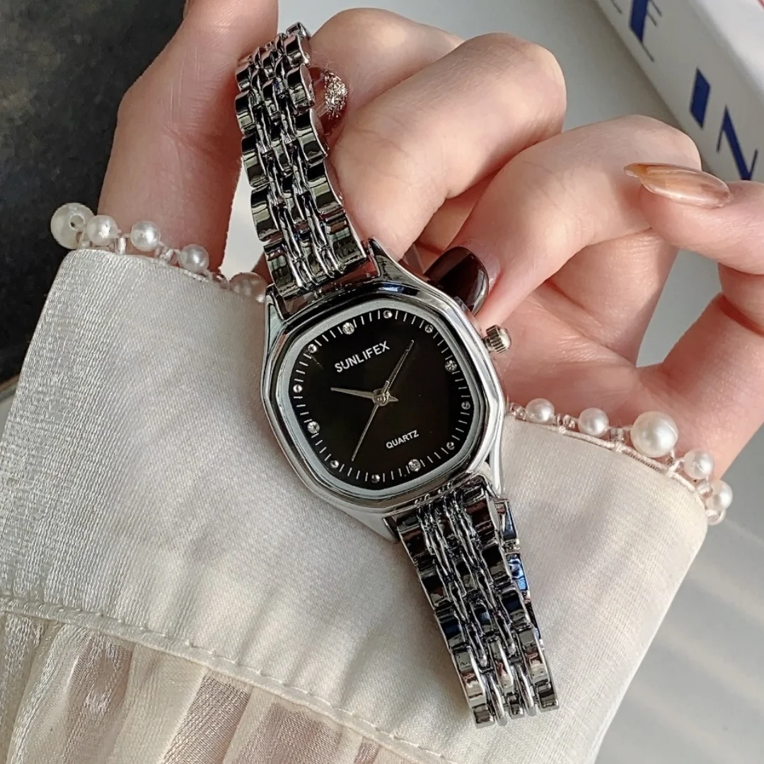 Silver Watch Fashion Ladies Steel Chain Quartz Watch Birthday Gift Business Wristwatch Watches Women Relogio Feminino Relojes