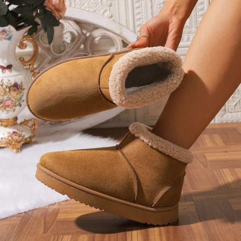 

Женские ботинки, роскошные теплые зимние ботинки на утолщенном пуху, женские ботильоны на платформе, размер Push, новинка 2025, модная уличная обувь, женская обувь