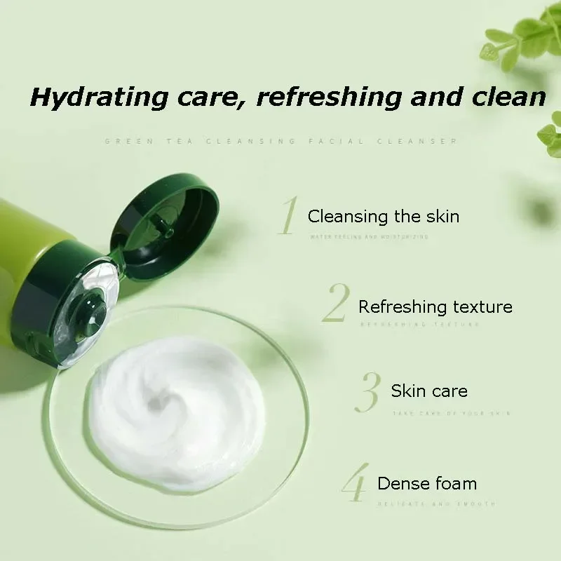 

120g Green Tea Facial Cleanser Natural Deep Cleansing Oil-Control Moisturizing Foam Skin Care