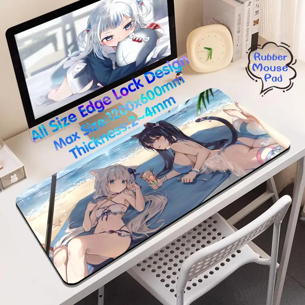 N_nekopara Escritorio Accesorios Mouse Pad Kawaii Keyboard Mat 1200x600 Rubber Mouse Pc Gamer Accessorios Cushion Pad 4mm Kawaii