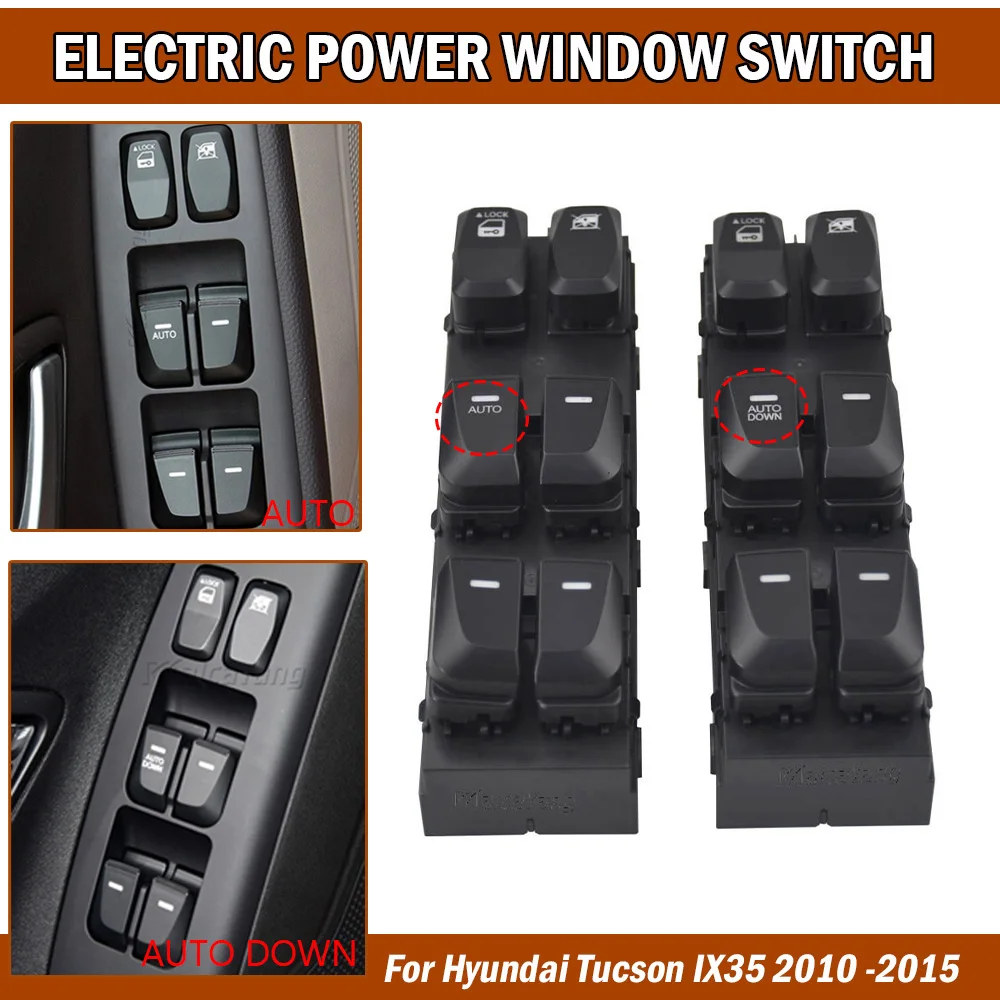 Главный переключатель стеклоподъемника для левого водителя для Hyundai IX35 TUCSON 2010-2015 93571-2S000 93571-2S050 Переключатель стеклоподъемника автомобиля Главный переключатель стеклоподъемника для левого водителя для Hyundai IX35 TUCSON 2010-2015 93571-2S000 93571-2S050 Переключатель стеклоподъемника автомобиля