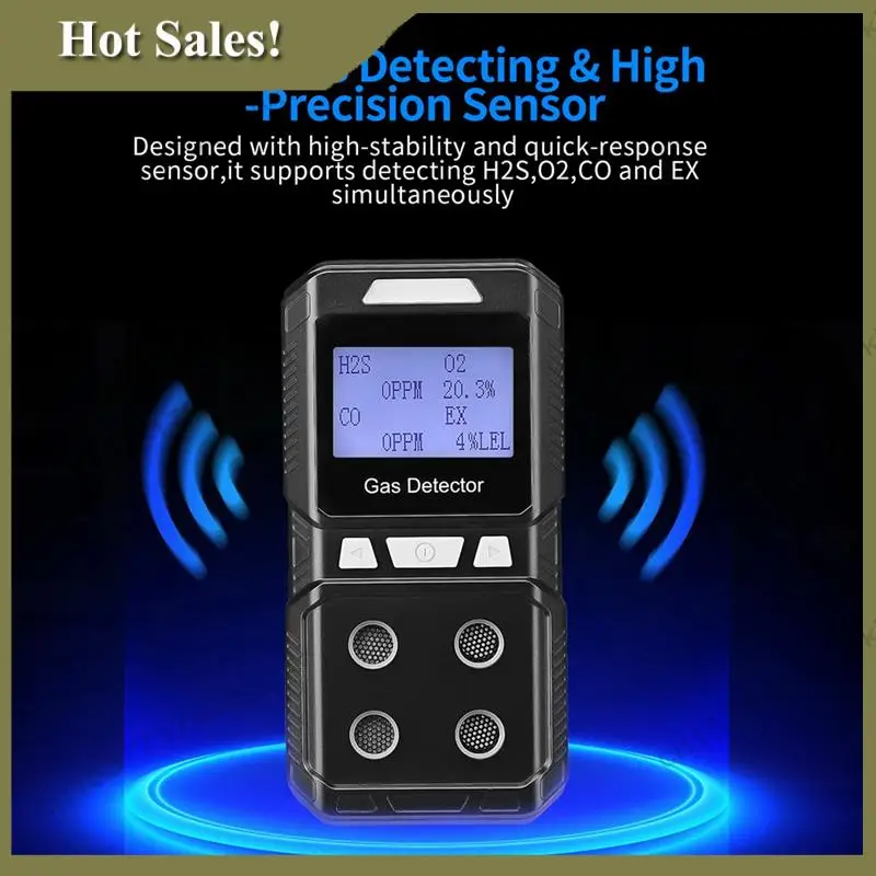 

-A23G Портативный 4-детектор газа, детектор токсичных и горючих газов, анализатор высокой точности EX O2 H2S CO, вилка стандарта США