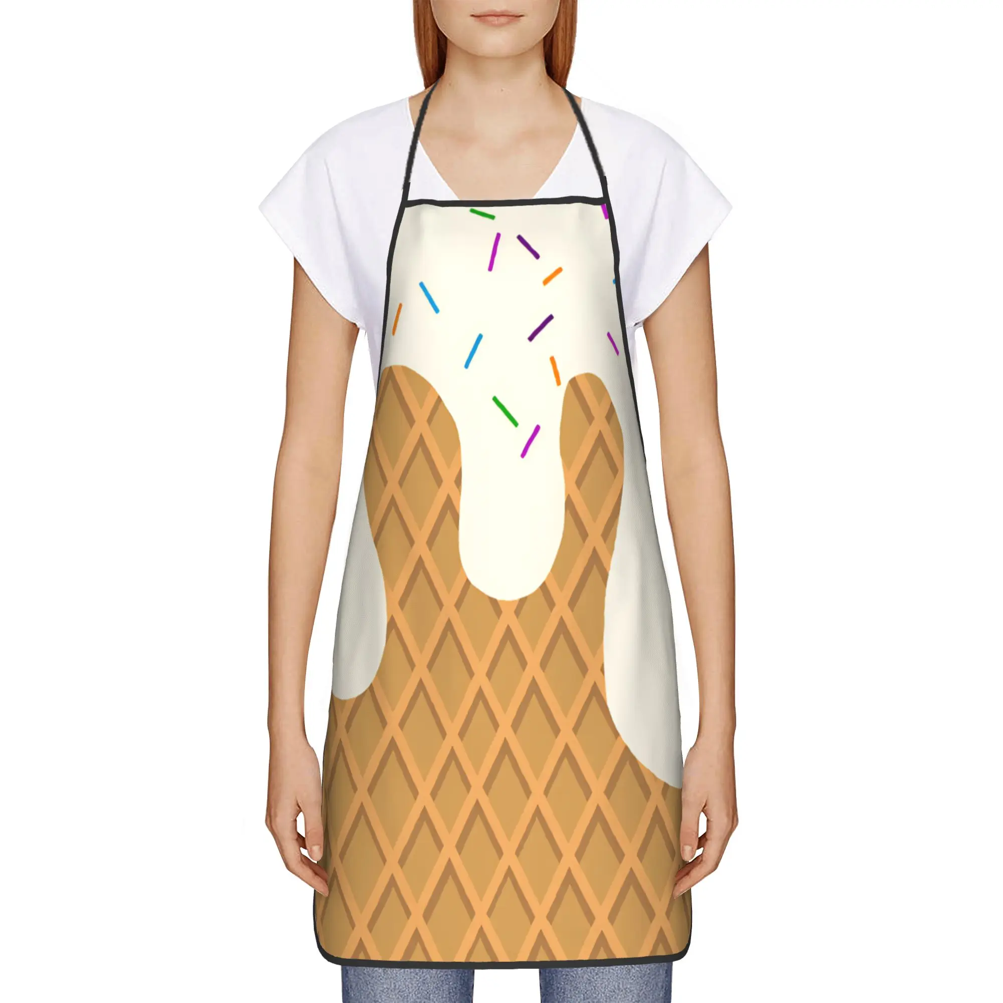 Ice Cream  Apron  Cleaning Barber Kitchen Accessories Work Fashionable Aprons without Pocket