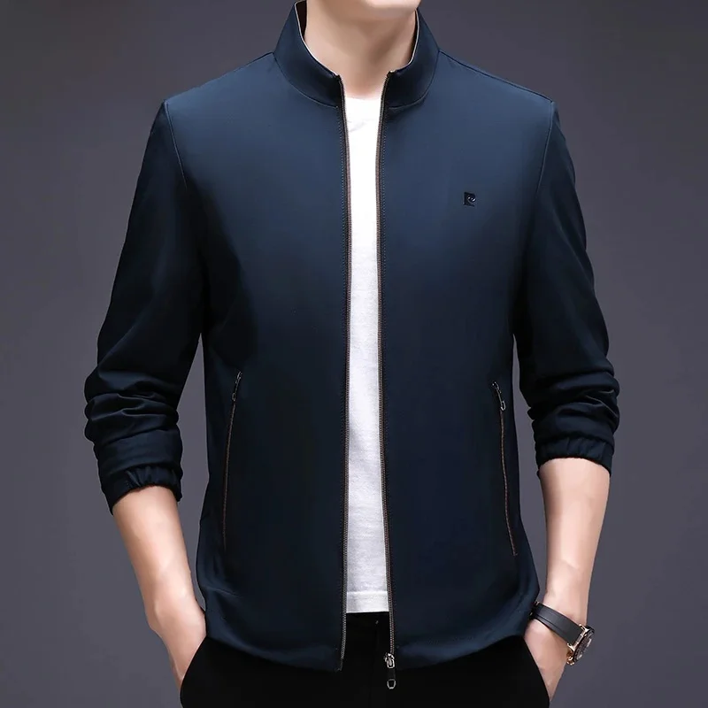 

Pierre Cardin Men's Casual Thin Stand Collar Jaet Spring Autumn Versatile Busin Coat Faionable Urban Sle Long Sve