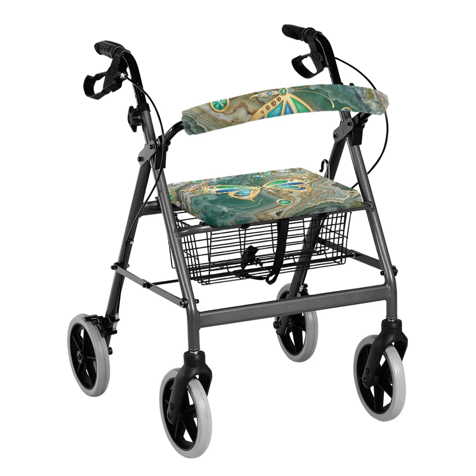 Coloranimal Gemstone Butterfly 2 Pieces Rollator Walker Seat Back Cover Walker Seat Covers for The Elderly Neighborhoods - view 2