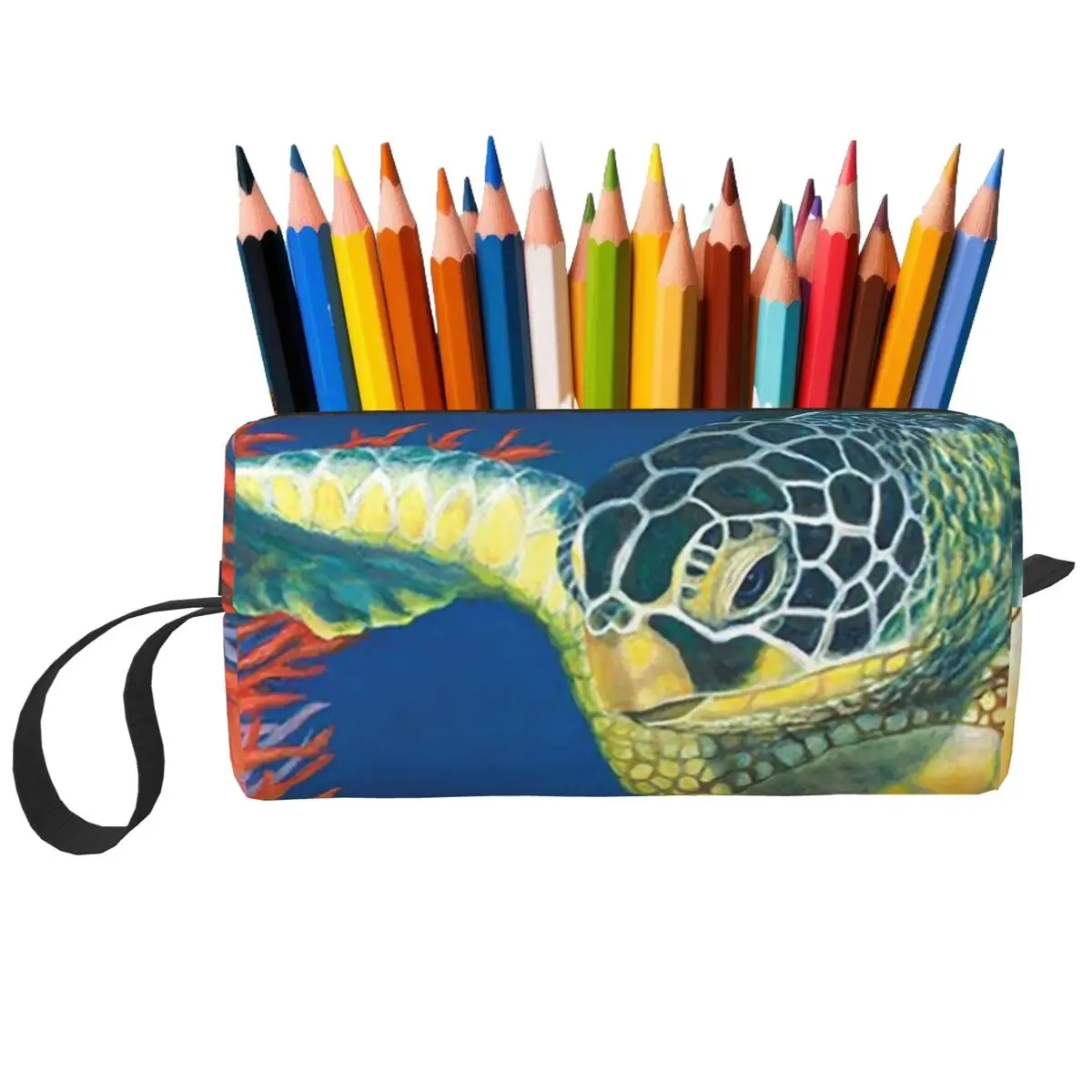 Colour Ocean Turtle And Seaweed Pencil Case for Boys Girls Pen Box Pencil Bag Stationery Supplies Travel Women Organizer Pouch