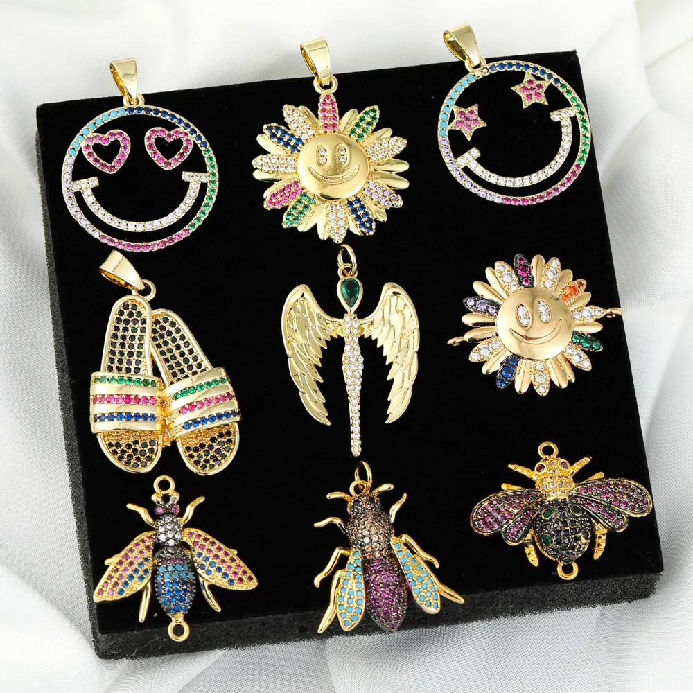 Juya Handmade Rainbow Smile Face Angel Slipper Insect Bee Butterfly Charms For DIY Fashion Pendant Christmas Gift Jewelry Making