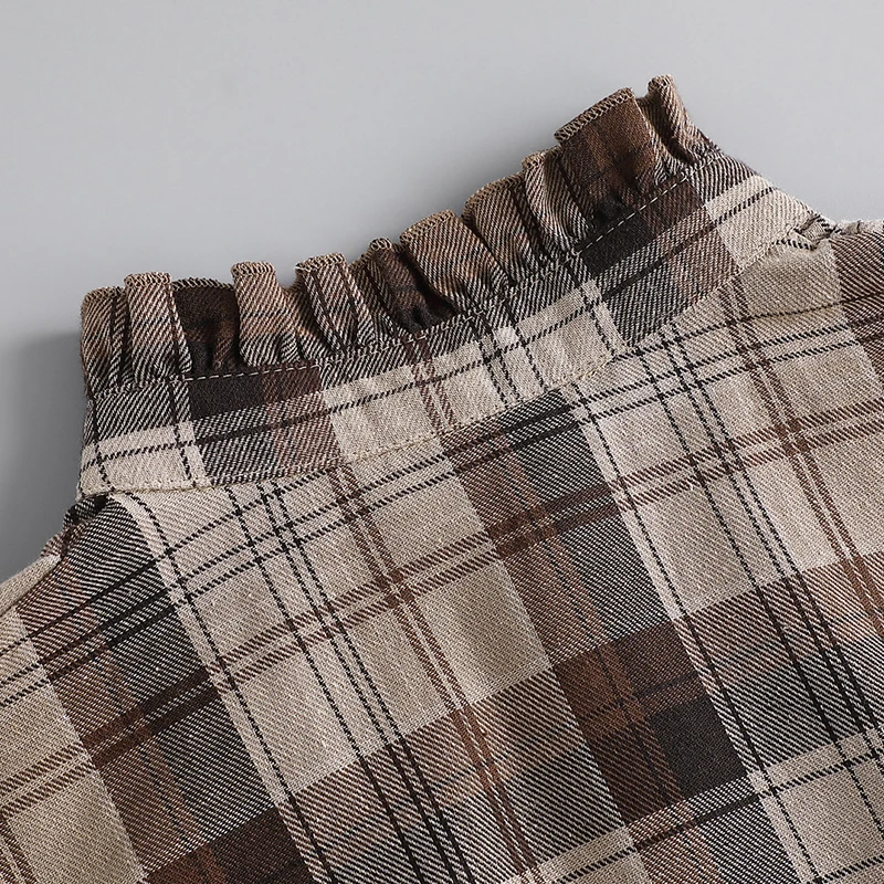 Damen abnehmbares kariertes Hemd-Design, gefälschter Kragen, falsche Bluse, Kleidungszubehör – Detail 3
