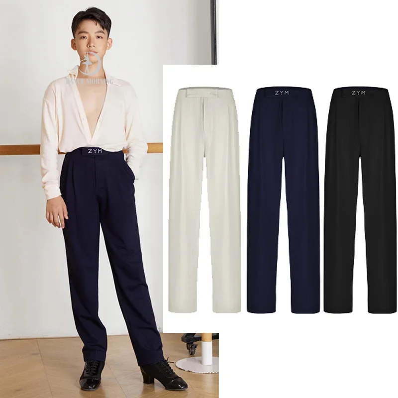 

Брюки для латинских танцев для мальчиков, детская одежда для латинских танцев с высокой талией в стиле ретро, брюки для бальных соревнований