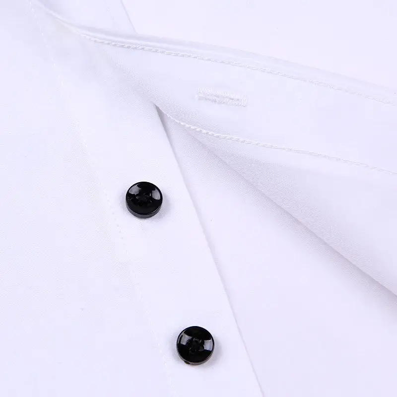 Casual Solid Long Sleeve Button-down Shirt for Men Chinese Stand Collar Regular-fit Thick Dress Shirt Black White Shirts Male