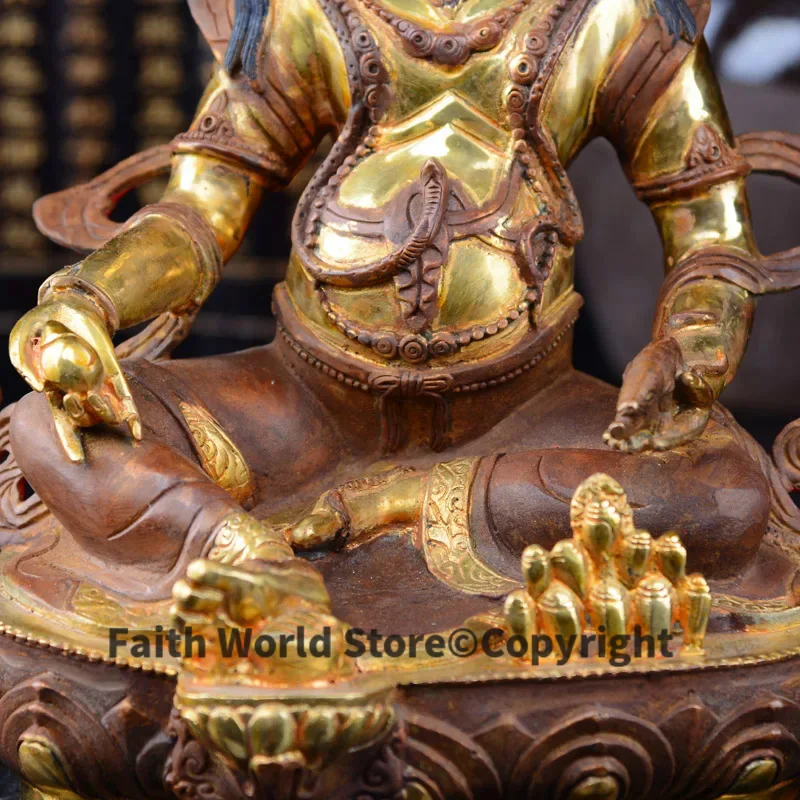 30 CM # HOME OFFICE Talisman efficacious Protection # Tibetan Buddhism Yellow Jambhala Jambhala Gilding brass statue