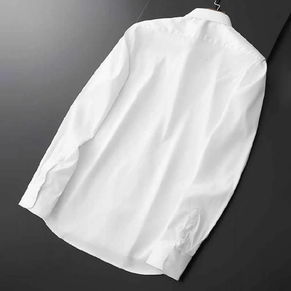 

Office Top Men Shirt Daily Holiday Sleeve Slight Stretch Turn-down Collar Business Casual Long Loose Comfy Fashion