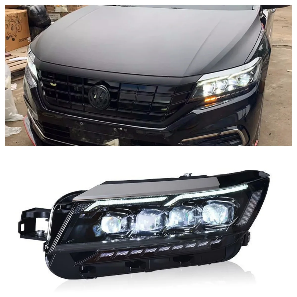 Longding 2019-2021 Passat Retrofit High Profile LED Daytime Running Lights Crystal Matrix Lens Streaming Headlights