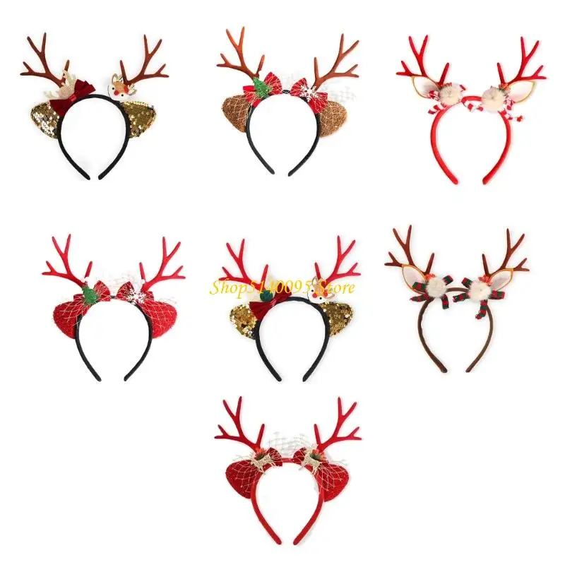 DXAE Soft Fabric Christmas Headbands Comfortable Chidren Lovely Hairpiece for Stage Performances