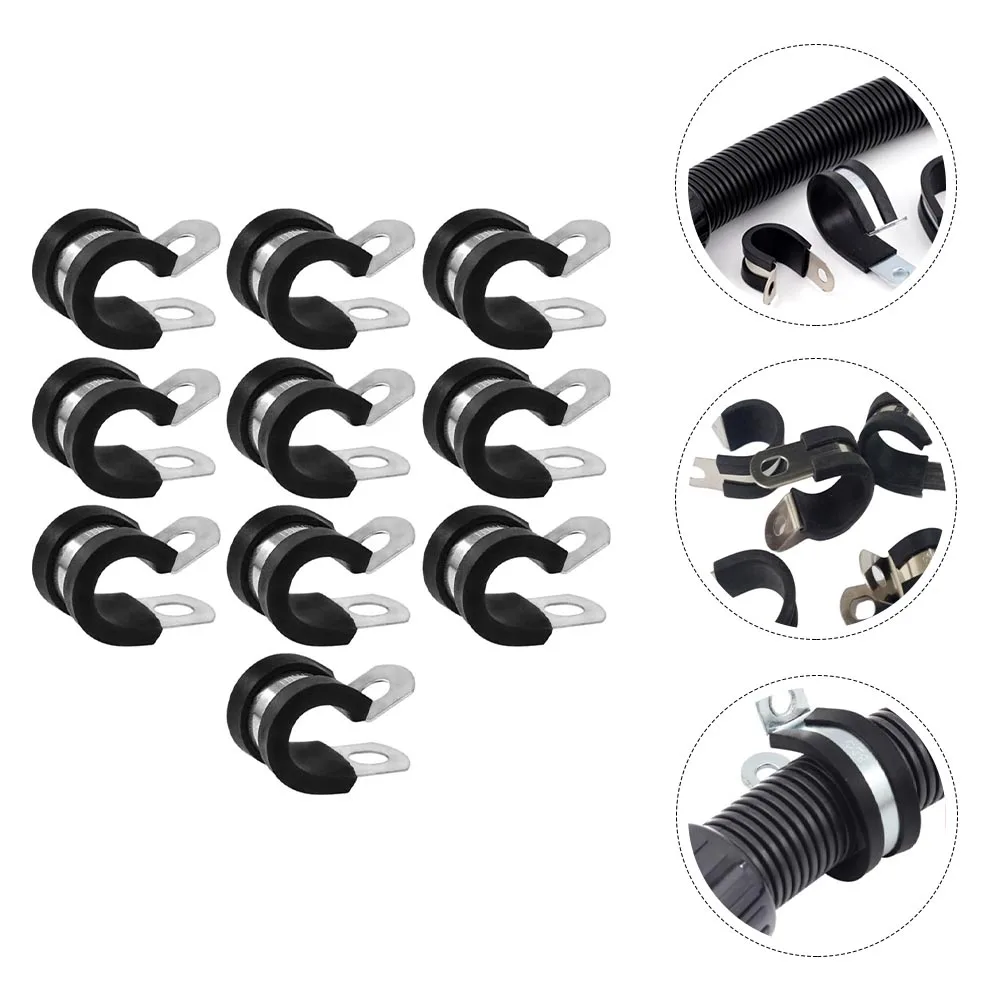 

10 Pcs Stainless Steel Rubber Throat Hose and Cable Clamp Cushioned Key Clamps Assortment Kit