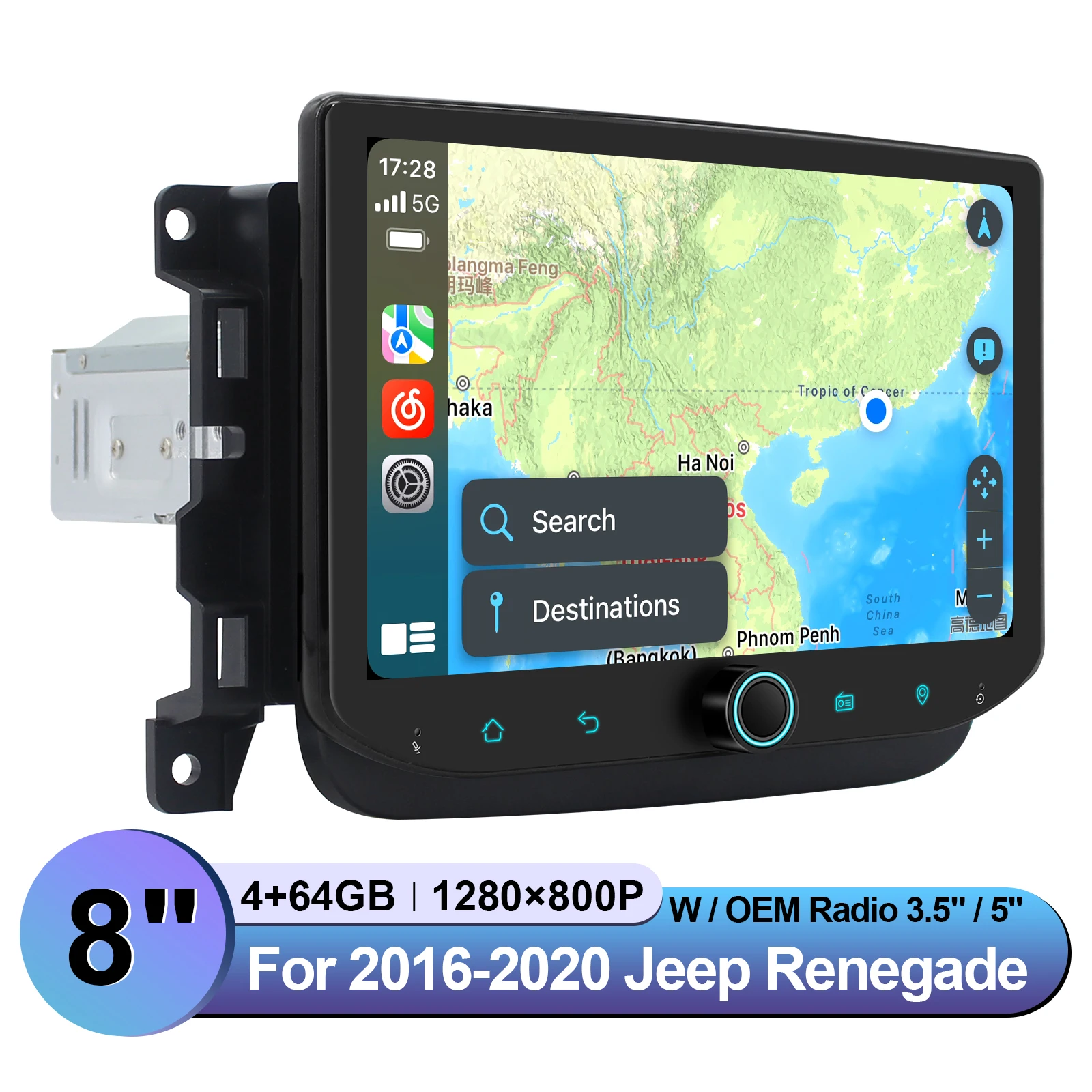 5 Sizes Are Available Car Radio Multimedia For Jeep Renegade 2016-2020 Replaces OEM 3.5