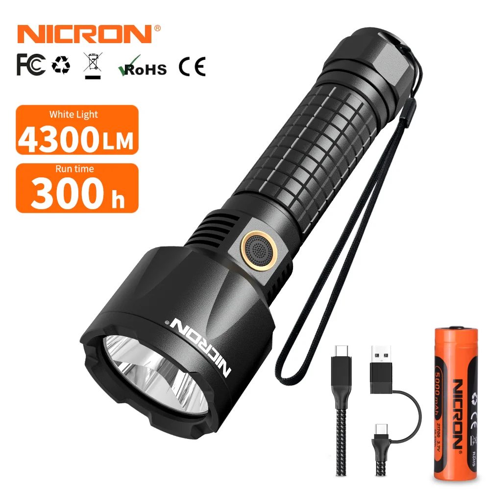 NICRON B66 Rechargeable high Performance flashlight