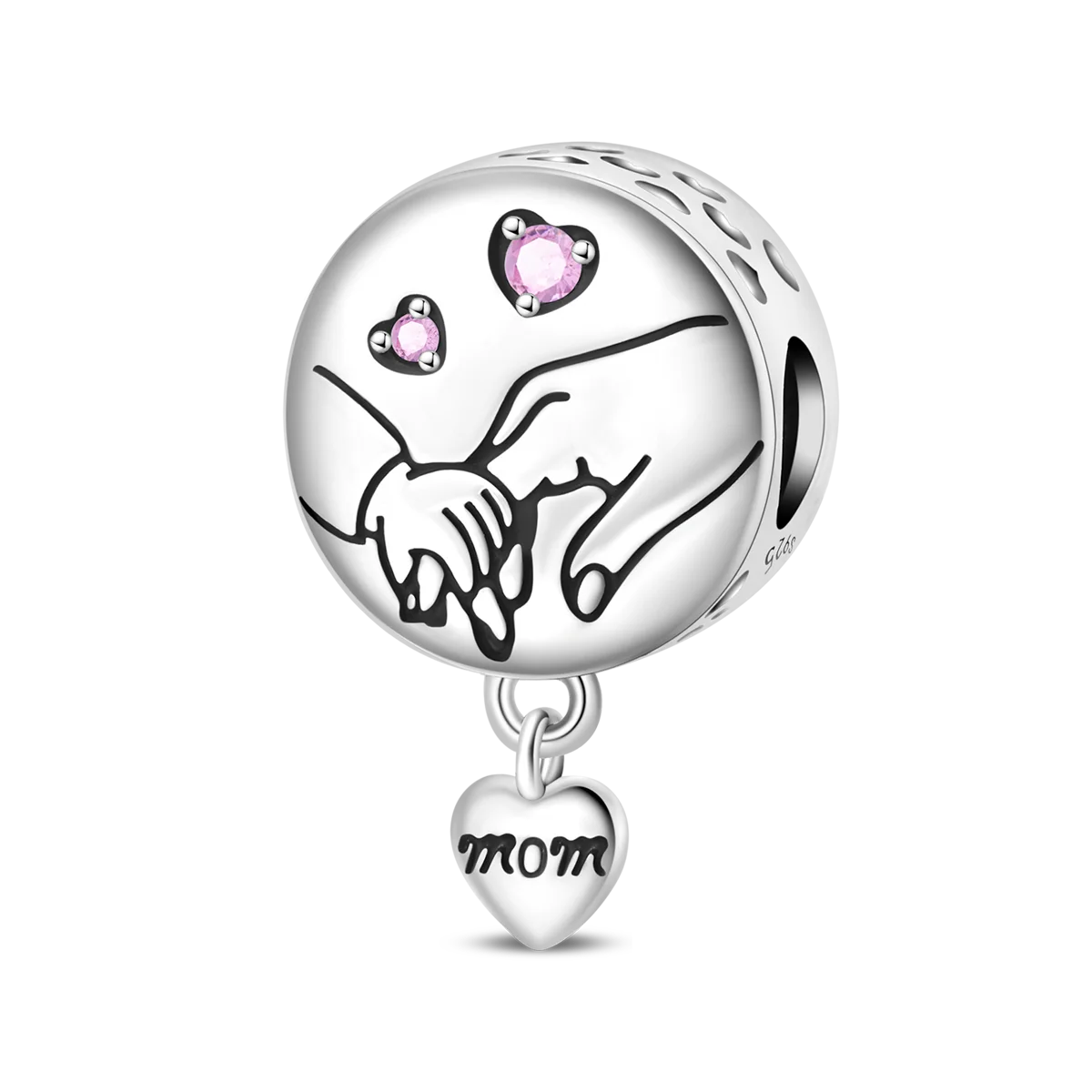Parent-child Pendant Hands Holding Hands Heart Mom Beads Fit Original Bracelet Charm 925 Silver Jewelry Making Fine Gift Diy