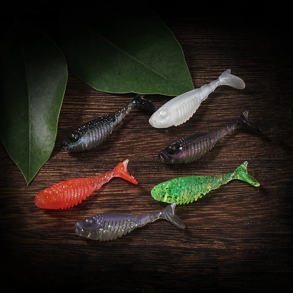 MUKUN Mini Ajing Fishing Soft Bait, T-Tail Lure Soft Bait, 20Pcs Soft Worms, Freshwater and Saltwater Fishing Artificial Bait