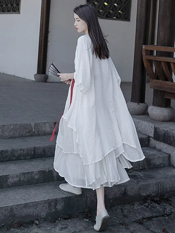 

Linen Cotton Women's Summer Casual Loose Fit Air Conditioning Shirt Sun Protection Open Cardigan Outerwear plus Size