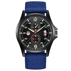 Students XINEW Brand Watches Men Fashion Casual Nylon Band Sports Military Date Quartz Wrist Watch Black Relogio Masculino 2024