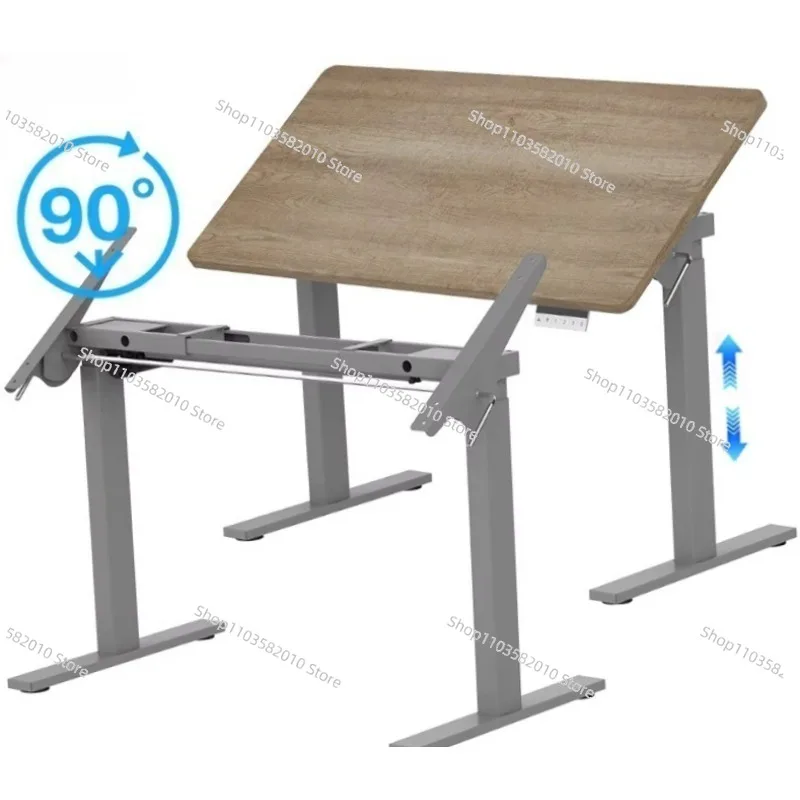 Height Adjustable Sit-Stand Tilting Drawing Desk Modern Home Use Metal Desk Frame Desktop Foldable Workshop for Christmas Gifts