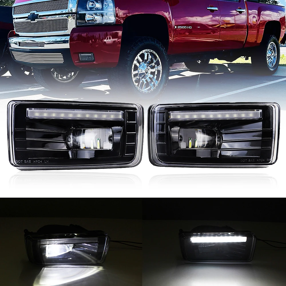 Luces antiniebla LED para Chevy Silverado 1500/2500HD/3500HD 2007-2014/ Avalanche 2007-2011/Suburban 2007-2014/ Tahoe 2007-2014