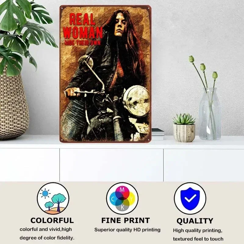 Biker Girl Modern Home Decoration Accessories Metal SignsVintage Room Decor Garage Bar Coffee Bar Decoration Poster Art Mural