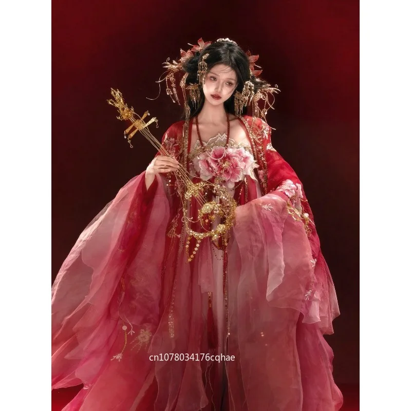 

Tang-made Hanfu women, heavy industry embroidered chest-length skirt + large-sleeved shirt, fairy elegant antique suit