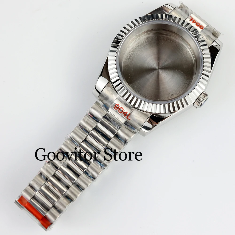 36mm/39MM NH35 case and presidential Strap For Datejust NH35 NH36 Movement 28.5mm dial Sapphire Glass Soild Steel Watch Case