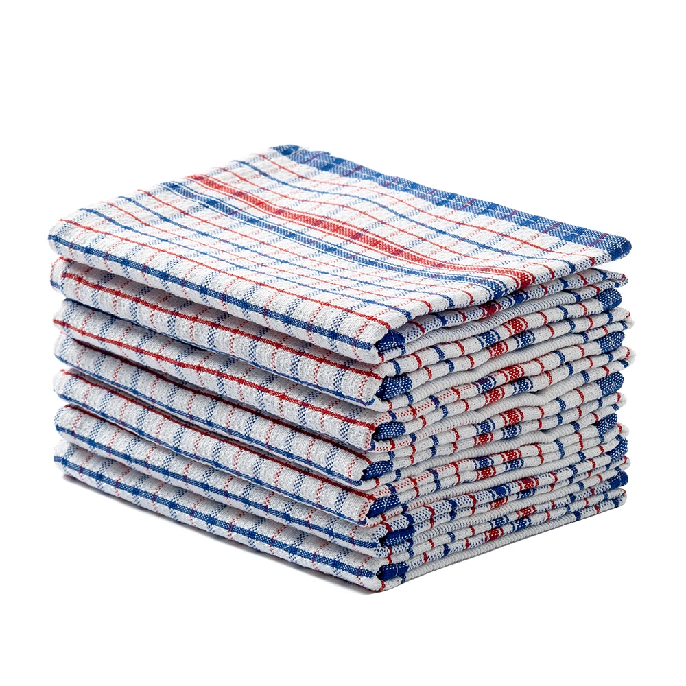 Premium Pure Polyester Dishcloth Set - 1/5/10-Piece Pack Checkered European Design 45x80 cm For Dishwashing Only