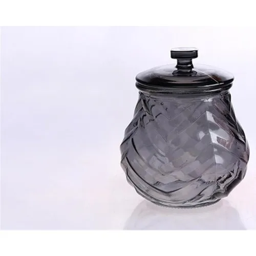 Zücev 14x16 cm. Single Softcover Wide Glass Jar Smoke CANISTER-480