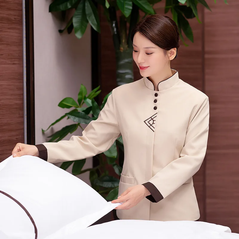 Manga comprida Serviço Uniforme de limpeza, Tia Roupas Cleaner, Tia Roupas, Outono e Inverno Wear PA Guest Room, Estate Roupas de Trabalho