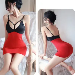 Women Tight-fitting buttocks Dress Summer V Neck Suspenders Dress Ladies Double tone camisole skirt Night shop Dress Vestidos