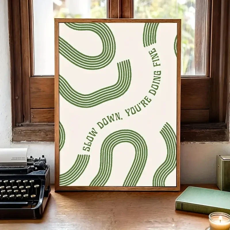 1pc frameless Canvas Painting Green and Brown 