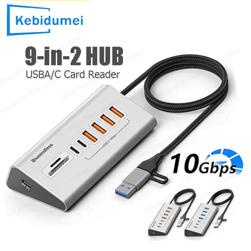 

USB 3.2 Docking Station Multi 9Ports Hub 10Gbps Type C Splitter Charging Adapter With SD/TF Card Reader For PC Laptop Accessorie