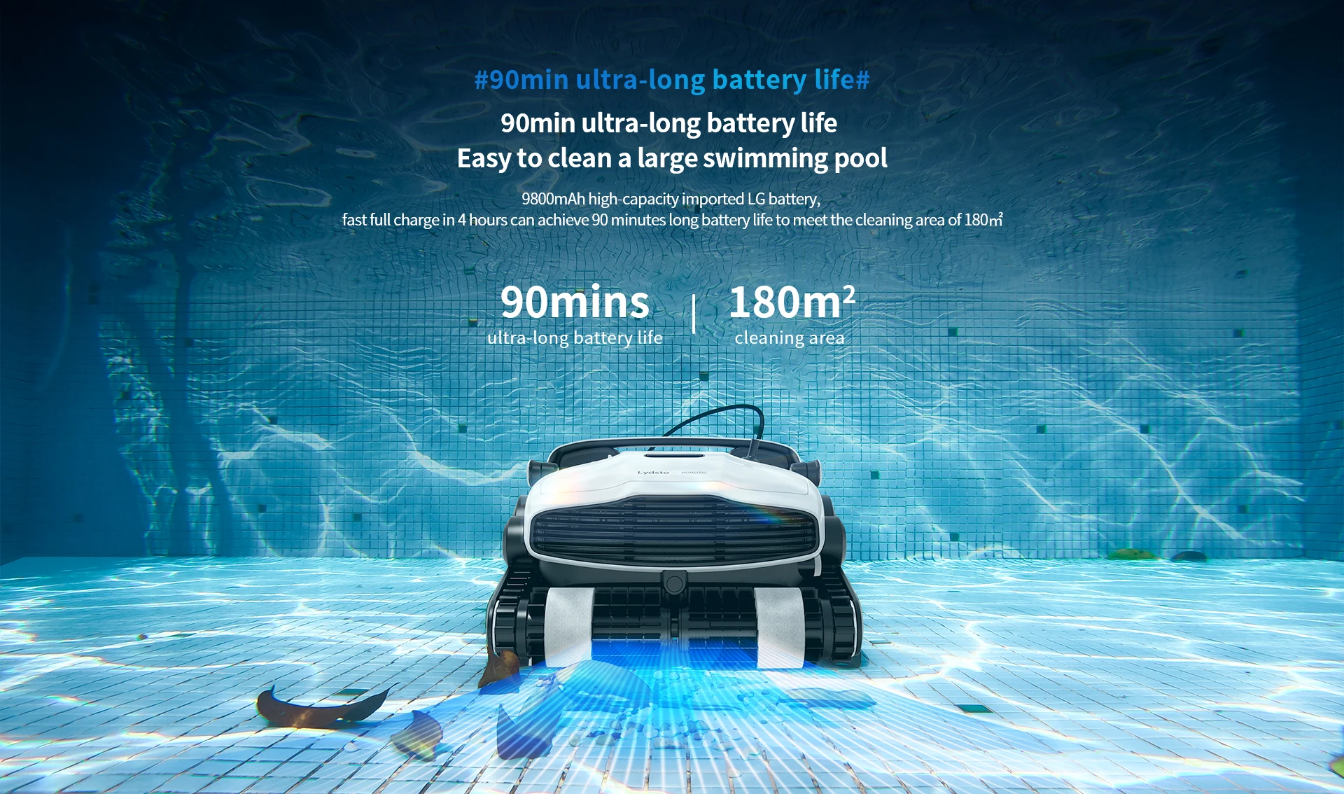 2023 Il nuovissimo pulitore robotico per piscina con ricarica automatica wireless P1Max APP Controllo intelligente Batteria a lunga durata di 90 minuti